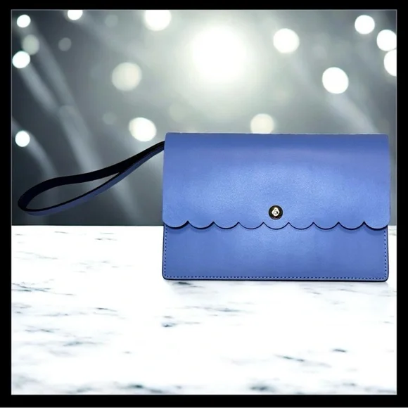 Kate Spade Periwinkle Wristlet Scalloped Detail Mollie Bradbury Street $169 NWOT - Picture 4 of 10